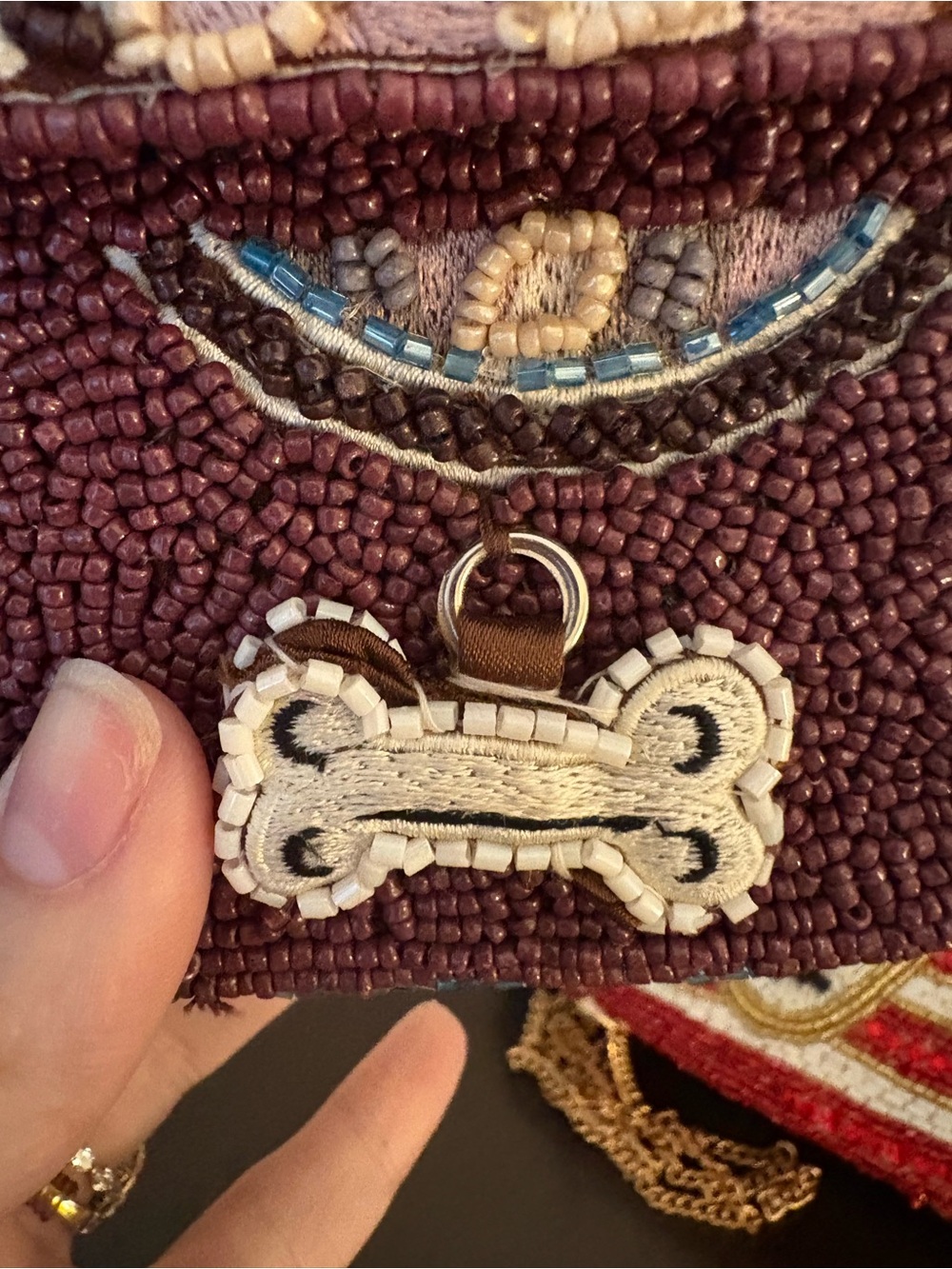 Beaded Brown Shoulder Bag with Playful Dog Motifs - TJ Maxx viral bags - Picture 4 of 5